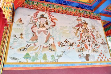 Tibetan Wall Painting Depicting Deities