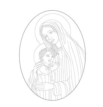 The Icon a Mother of God (Mary) and child (Jesus Christ)