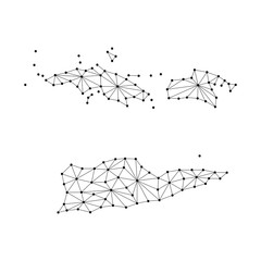 Virgin Islands of the United States map of polygonal mosaic lines network, rays and dots vector illustration.