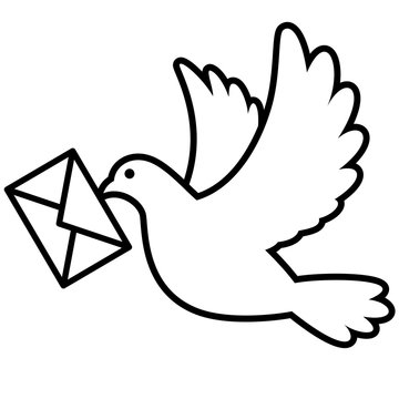 Dove flying with an envelope