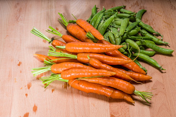 Fresh peas and carrots from the garden