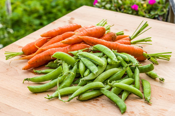 Fresh peas and carrots from the garden