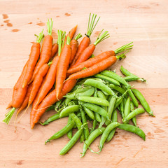 Fresh peas and carrots from the garden