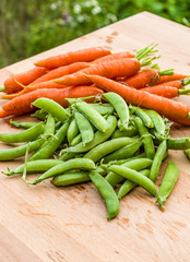 Fresh peas and carrots from the garden
