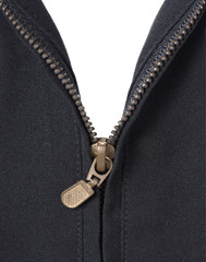 open zipper black Jacket isolated on white