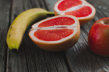 grapefruit on a wooden background