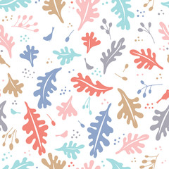 Colorful vector floral pattern with leaves