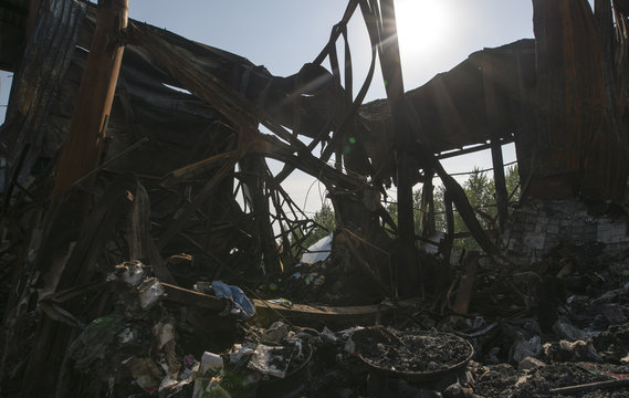 Building burned to the ground in summer
