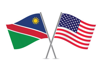Nambia and America flags.Vector illustration.
