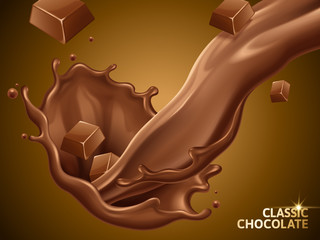 Pouring chocolate sauce elements