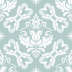 Classic seamless vector pattern. Traditional orient light blue and white ornament. Classic vintage background