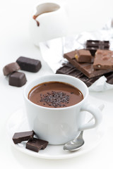 hot chocolate on a white background, vertical