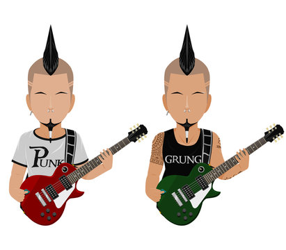 Isolate rock Guitarist on white background
