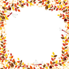 秋の紅葉植物のフレーム素材