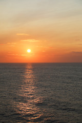 Sea and sunset sky. Beautiful seascape.