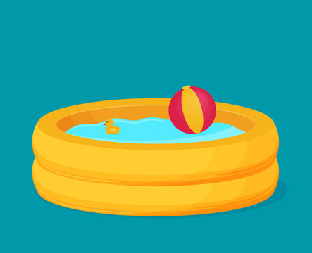 Inflatable Pool Vector. Flat Design.