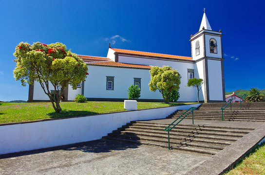 Traditional azores church in Vila Nova, Terceira