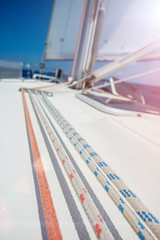 Rope on a yacht with wooden details