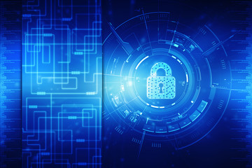 Fototapeta premium 2d illustration Safety concept: Closed Padlock on digital background