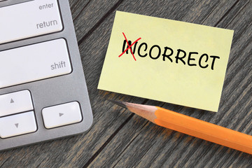 change of incorrect to correct