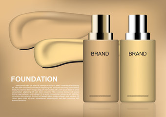 Foundation cream and two shade samples vector beauty cosmetic ads