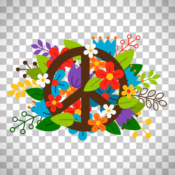 Peace symbol with flowers
