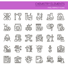 Fototapeta premium Chemistry Elements , Thin Line and Pixel Perfect Icons.