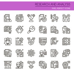 Research and Analysis , Thin Line and Pixel Perfect Icons.