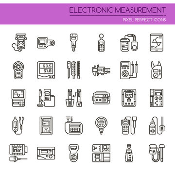 Electronic Measurement Elements , Thin Line and Pixel Perfect Icons.