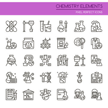 Chemistry Elements , Thin Line and Pixel Perfect Icons.