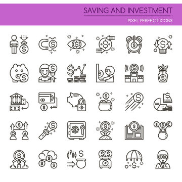 Saving and Investment , Thin Line and Pixel Perfect Icons.