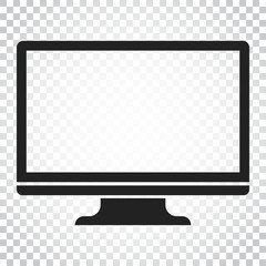Computer vector illustration. Monitor flat icon. Tv symbol. Simple business concept pictogram on isolated background.