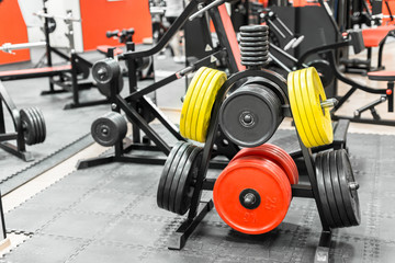 Dumbbells in the gym