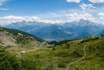 A summer alpin panorama of valle d'aosta
