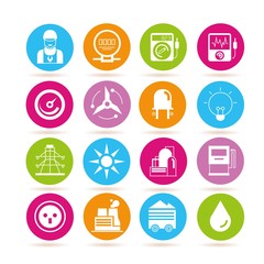 electricity icons, energy icons