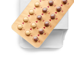 Health care concept. Blister pack with pills on white background