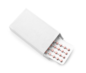Health care concept. Blister pack with pills on white background