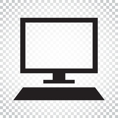 Computer vector illustration. Monitor flat icon. Simple business concept pictogram on isolated background.