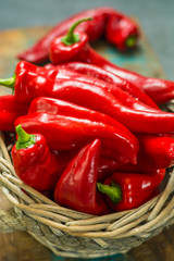 Fresh ripe paprika red sweet turkish pepper ready to eat