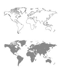 Vector World map with outline