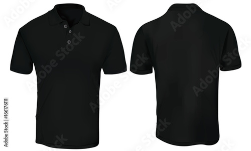 Download "Vector illustration of blank black polo t-shirt template, front and back design isolated on ...