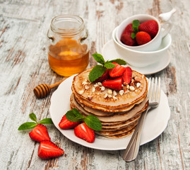 Pancakes with strawberries