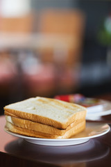 Toast bread in a plate