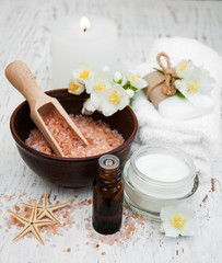 Spa concept with jasmine flowers