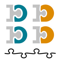 10 ten puzzle linked number letter D vector