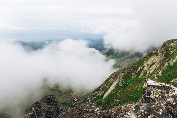 View of beautiful cloudy rocky mountains in Poland