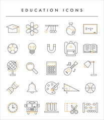education icon vector flat design illustration set
