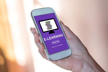 E-learning concept on a smartphone