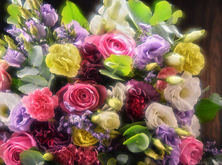 Composition with bouquet of flowers