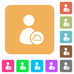 Cloud user account management rounded square flat icons